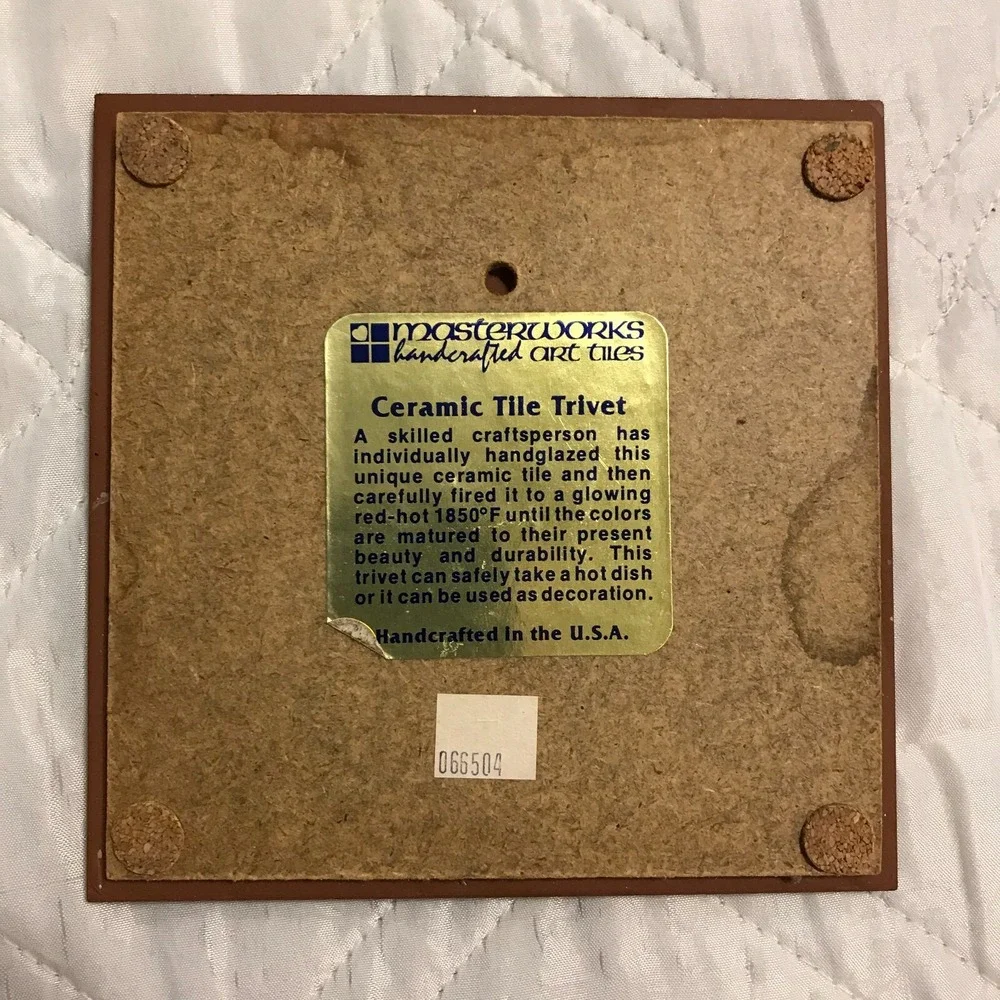Masterworks Ceramic Art Tile Trivet‎ Coaster Chili Peppers made in USA